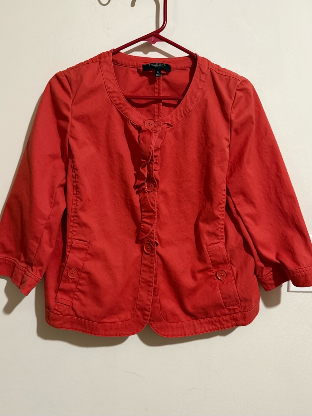 Talbots Red Ruffle-Front Women's Blazer